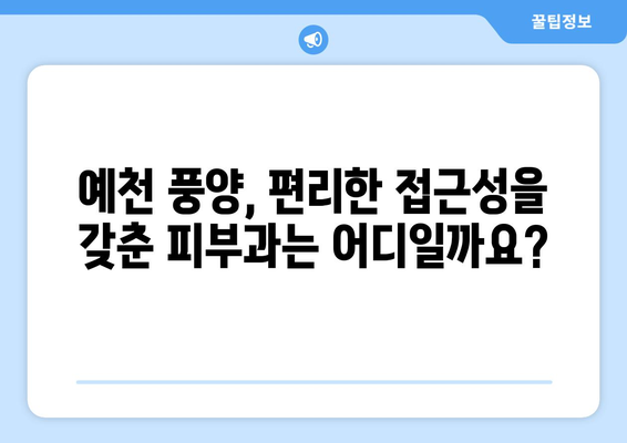 경상북도 예천군 풍양면 피부과 추천| 믿을 수 있는 의료진과 편리한 접근성을 찾아보세요 | 예천, 풍양, 피부과, 진료, 추천, 정보