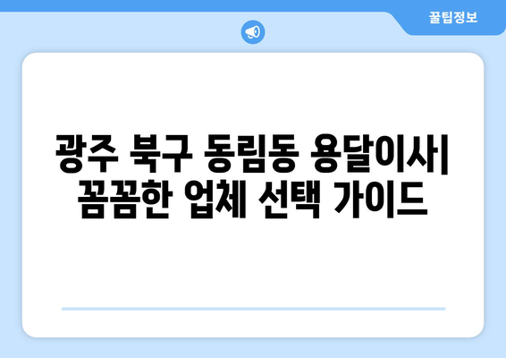 광주 북구 동림동 용달이사 전문 업체 비교 가이드 | 저렴하고 안전한 이사, 견적 비교 및 후기