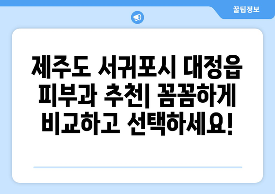 제주도 서귀포시 대정읍 피부과 추천| 꼼꼼하게 비교하고 선택하세요 | 피부과, 추천, 후기, 정보