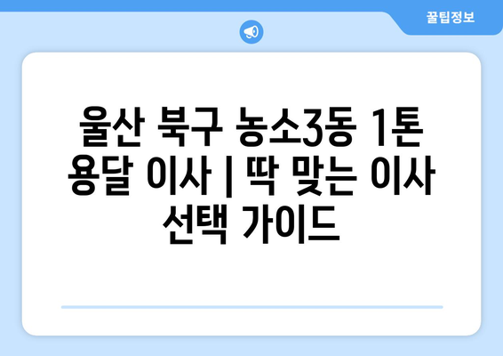 울산 북구 농소3동 1톤 용달 이사| 가격 비교 & 업체 추천 | 울산 용달이사, 저렴한 이삿짐센터, 1톤 용달 견적