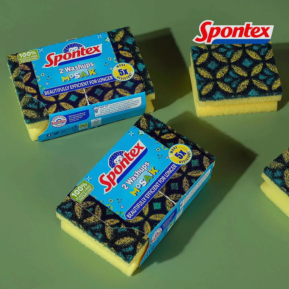스폰텍스 모자이크 오래가는 수세미 2팩 (4매입) 이미지 1