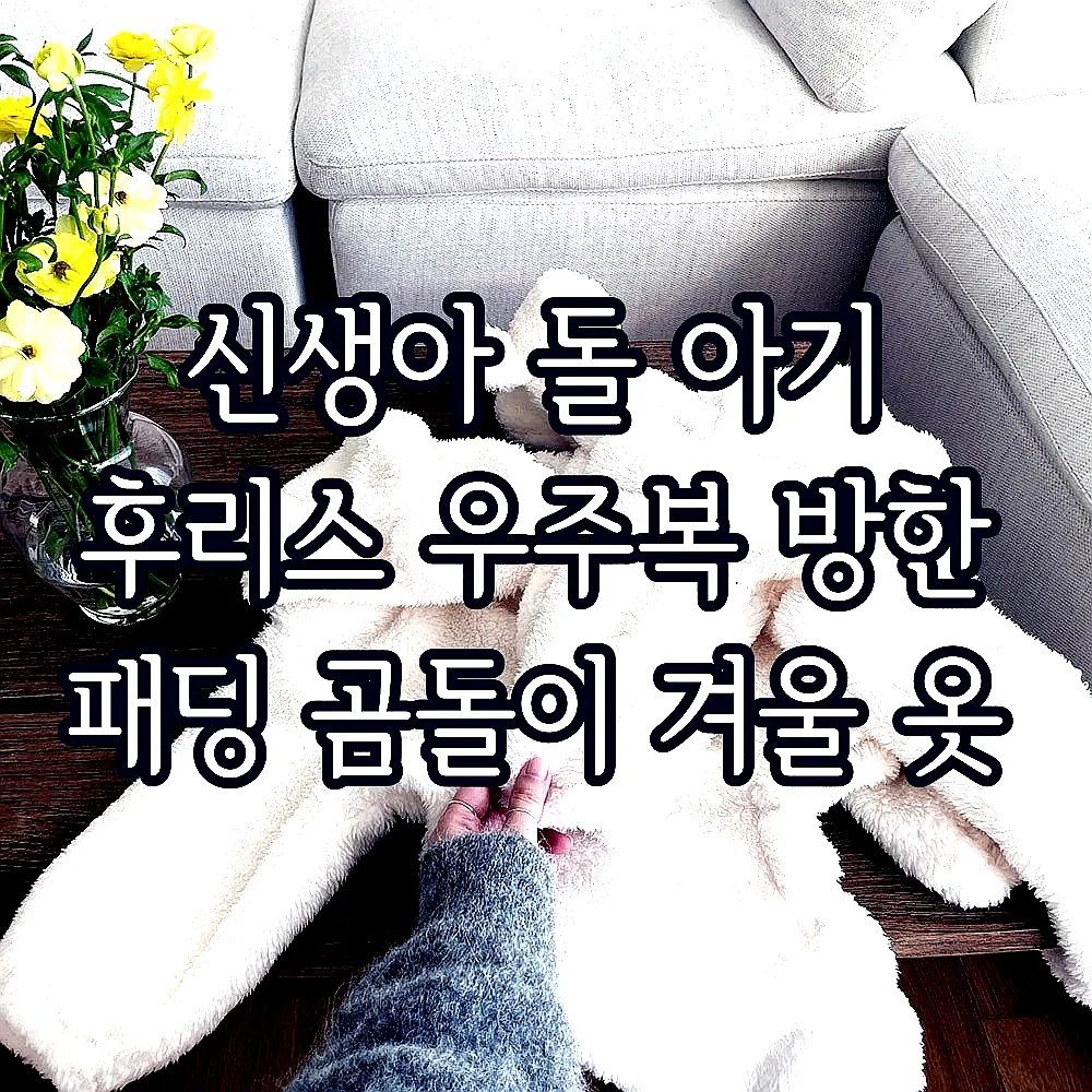 신생아 돌 아기 후리스 우주복 방한 패딩 곰돌이 겨울 옷 이미지 5