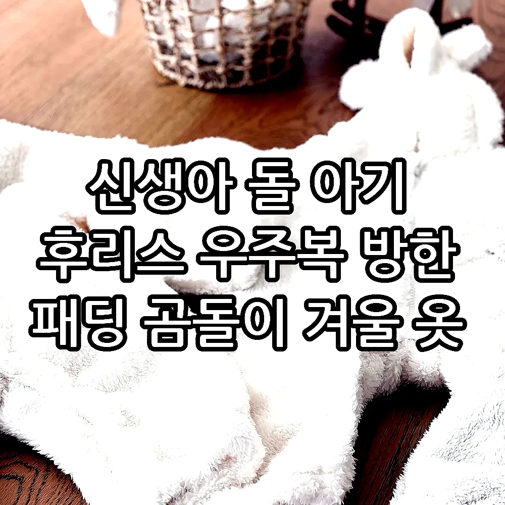 신생아 돌 아기 후리스 우주복 방한 패딩 곰돌이 겨울 옷 이미지 6