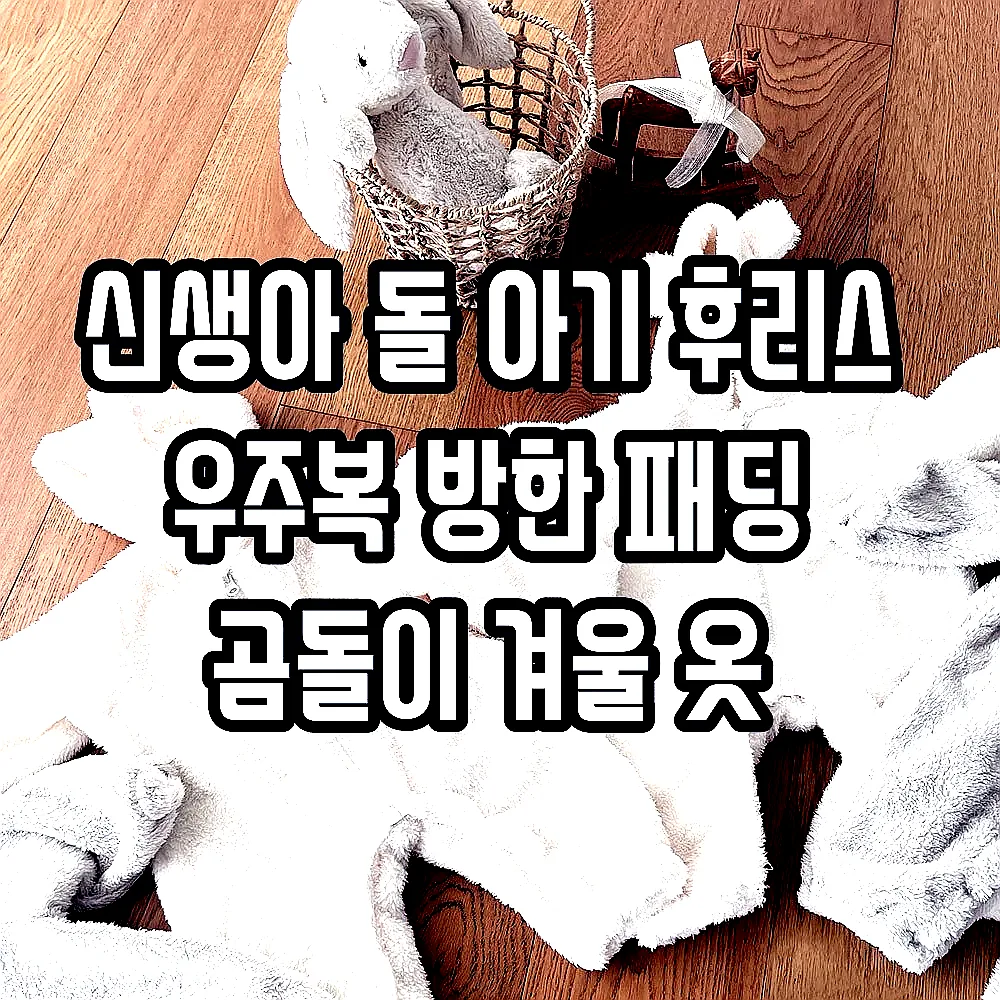 신생아 돌 아기 후리스 우주복 방한 패딩 곰돌이 겨울 옷 이미지 8