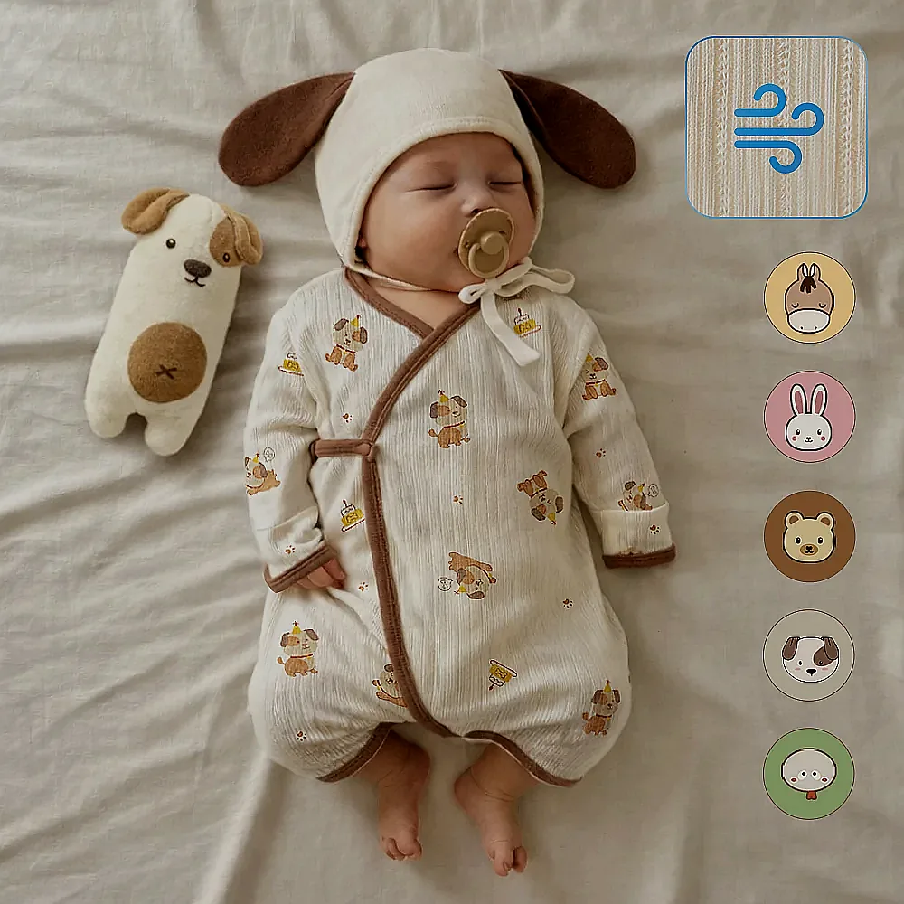 이키 아기 신생아옷 배냇슈트 바디수트 말띠 강아지 긴소매 이미지 1 이키 아기 신생아옷 배냇슈트 바디수트 말띠 강아지 긴소매 이미지 1